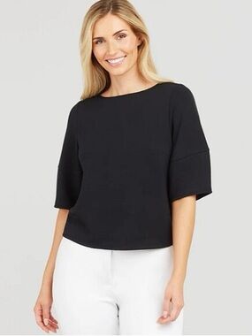 SPANX AirEssentials Desk to Dinner Puff Sleeve Black Elbow Sleeve Top Size M